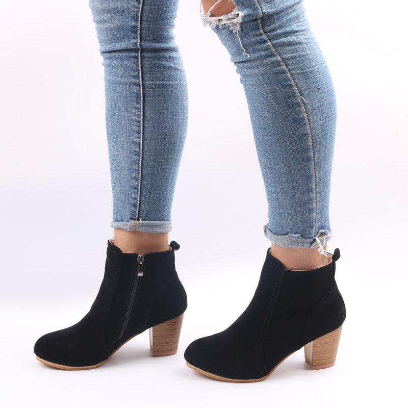 Suede Enkellaarsjes Met Ritssluiting