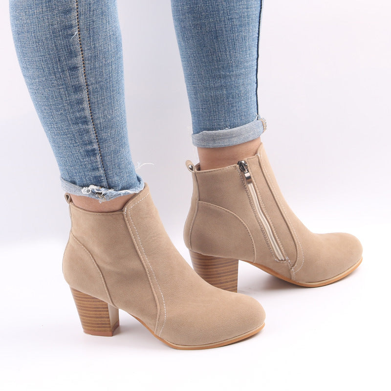 Suede Enkellaarsjes Met Ritssluiting