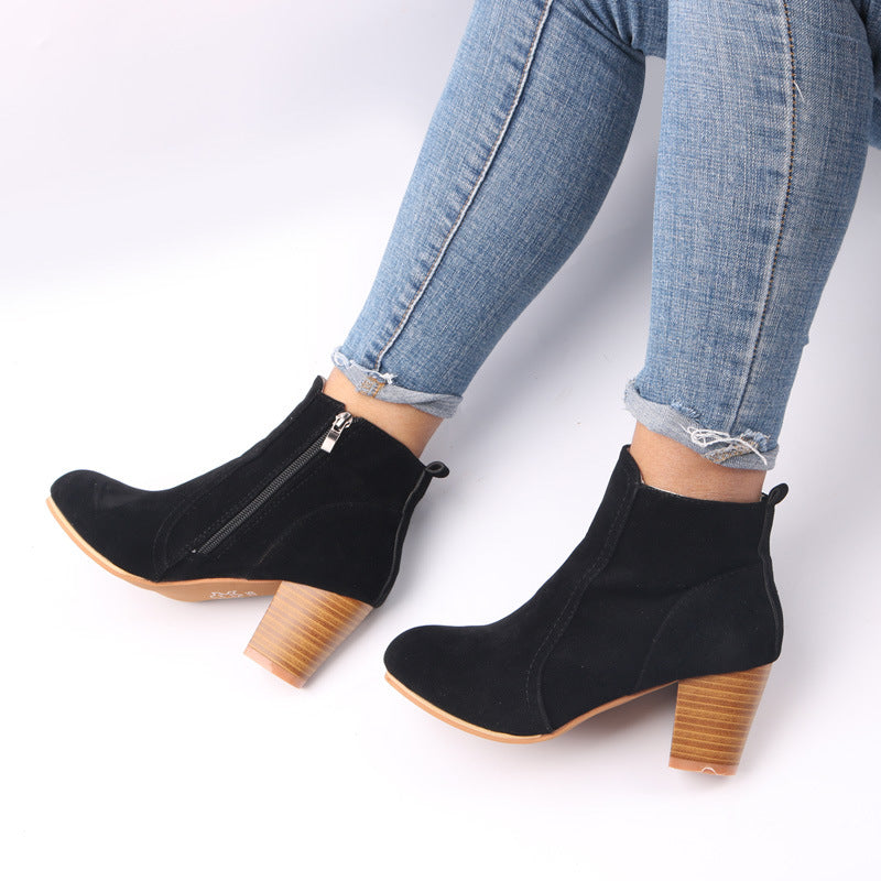 Suede Enkellaarsjes Met Ritssluiting
