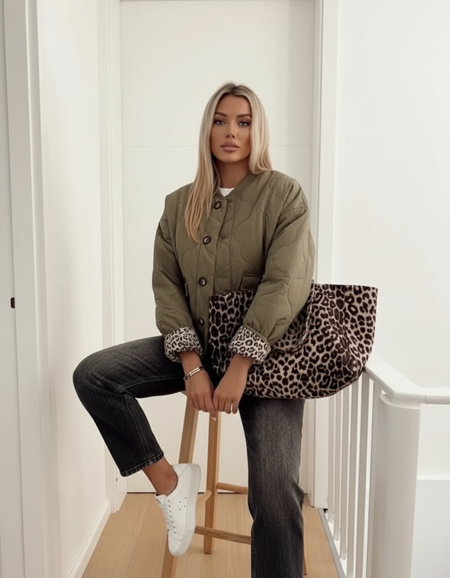 Gevoerde Jas – Leopard Voering – Knopenlijn