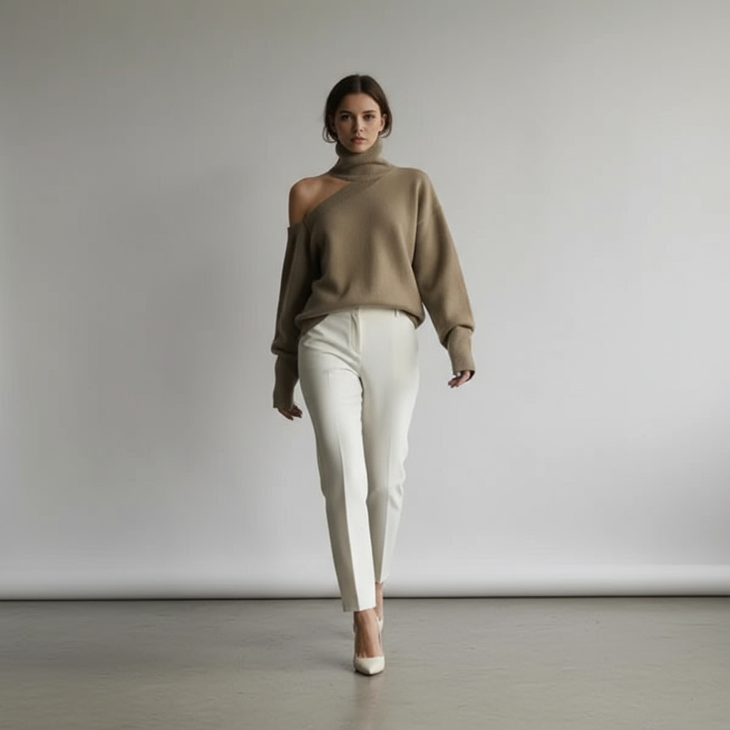Gebreide Trui – Turtleneck met Schouder Cut-Out