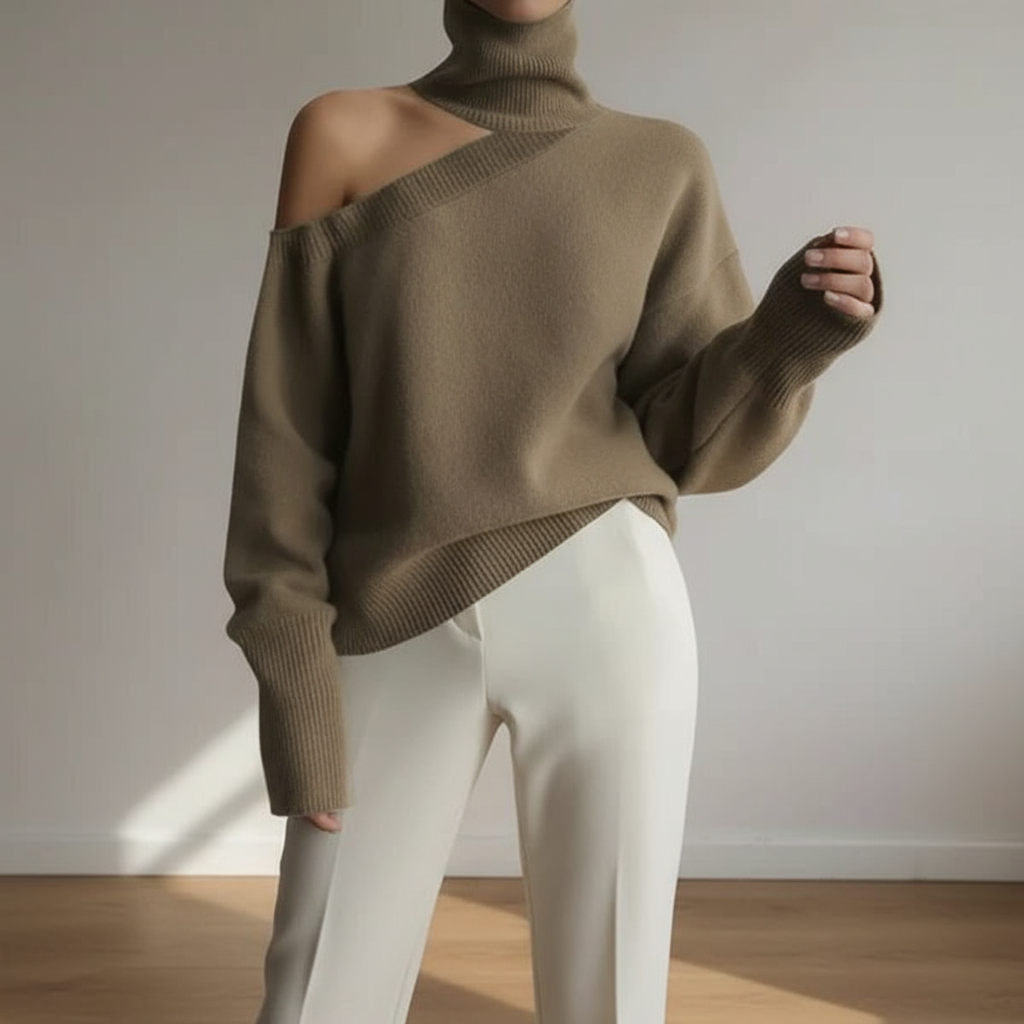 Gebreide Trui – Turtleneck met Schouder Cut-Out