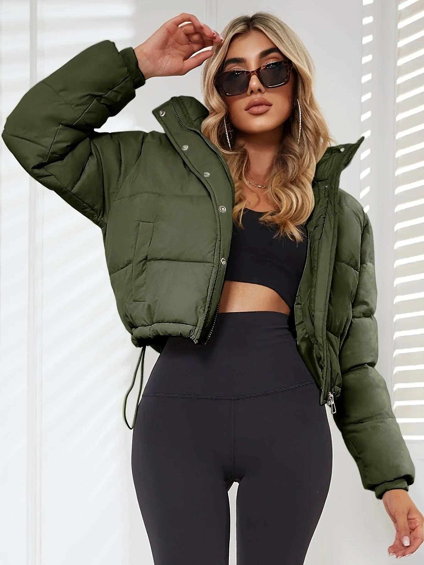 Gecropt Gewatteerd Jack – Oversized Pasvorm Met Capuchon