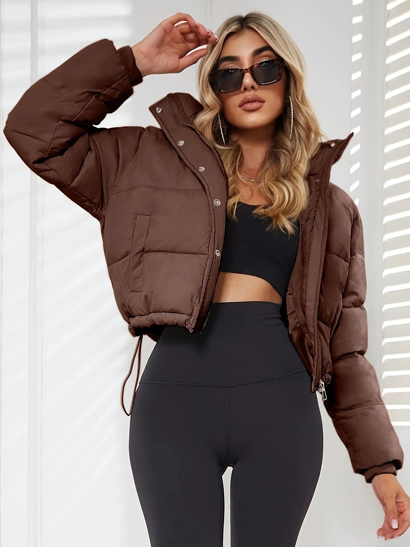 Gecropt Gewatteerd Jack – Oversized Pasvorm Met Capuchon