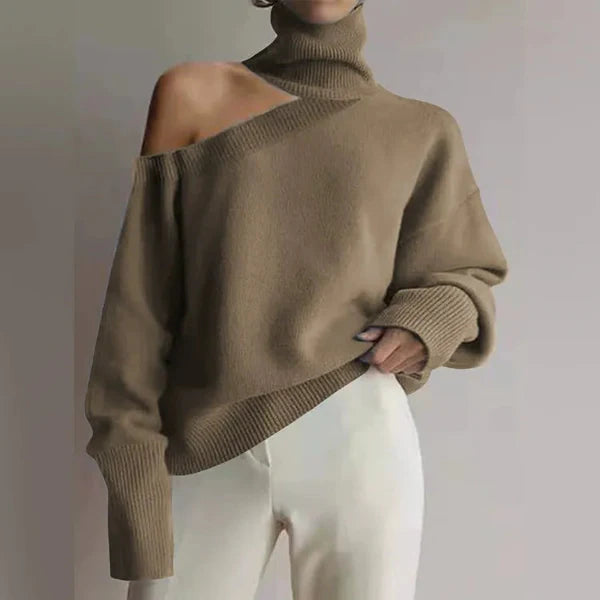 Gebreide Trui – Turtleneck met Schouder Cut-Out
