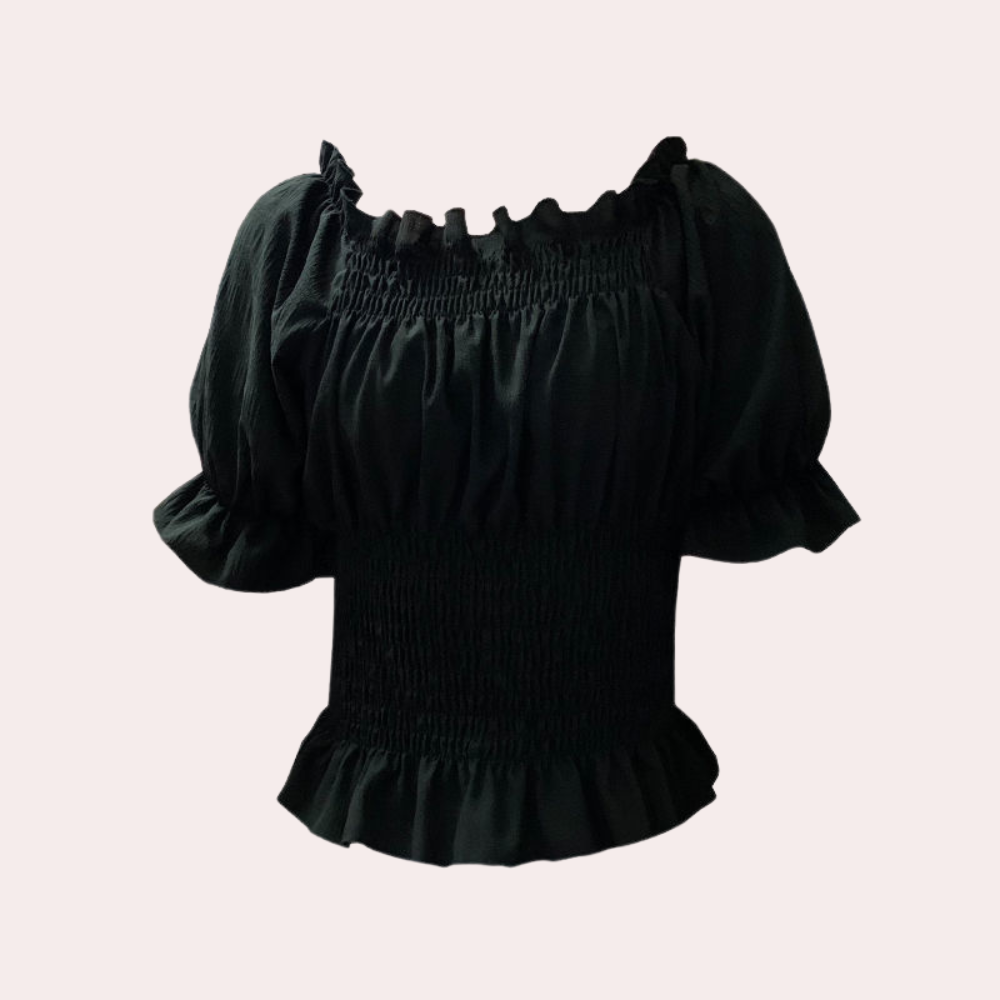 Agnas - Moderne Zomerblouse met Pofmouwen voor Lente en Zomer