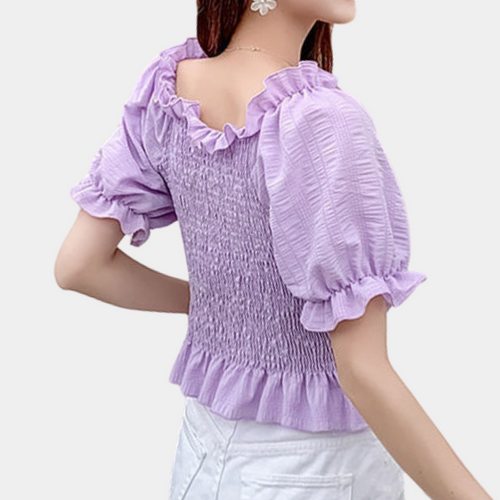 Agnas - Moderne Zomerblouse met Pofmouwen voor Lente en Zomer