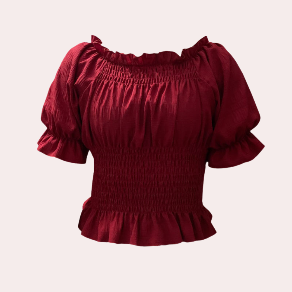 Agnas - Moderne Zomerblouse met Pofmouwen voor Lente en Zomer