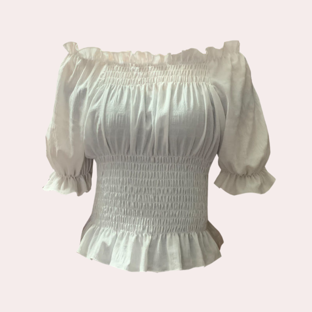 Agnas - Moderne Zomerblouse met Pofmouwen voor Lente en Zomer