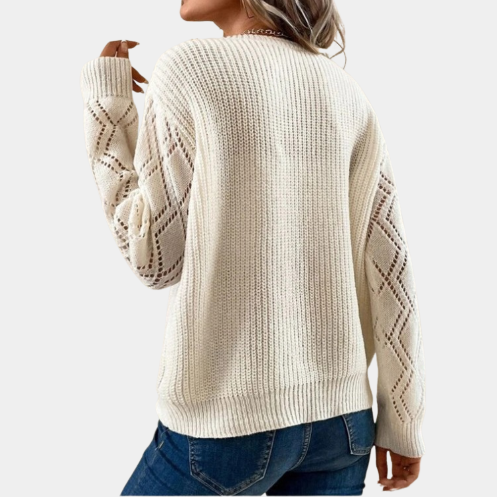 Gebreide damestop met lange mouwen - Zomerse Stijl