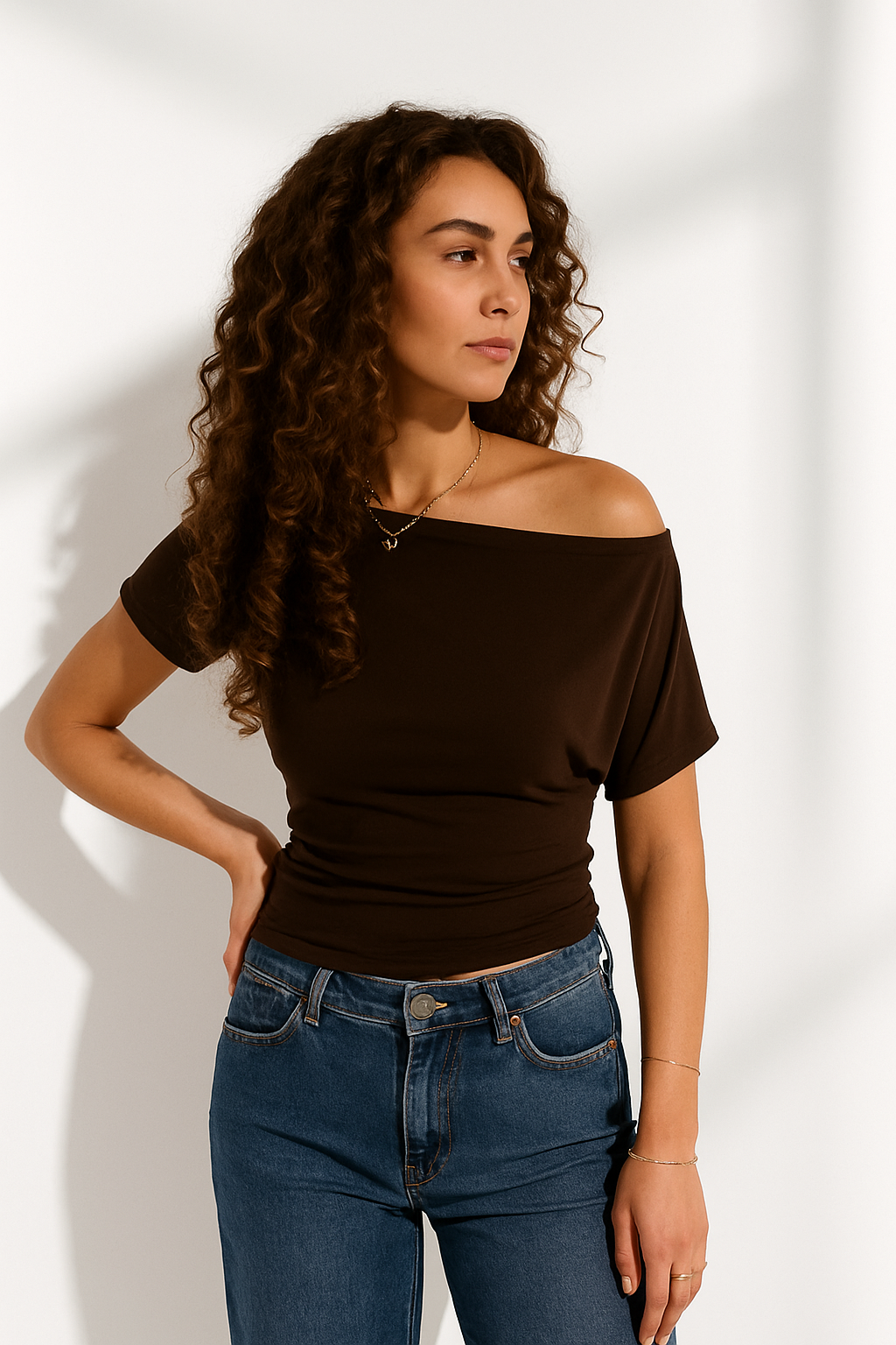 Sorina fitted t-shirt - Bruin