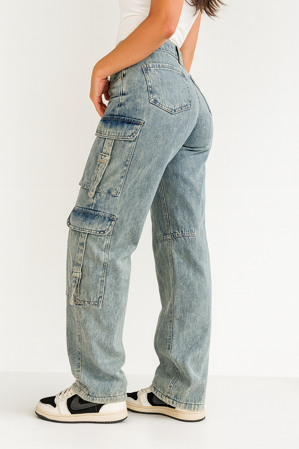 Double Pocket Denim Cargo Jeans