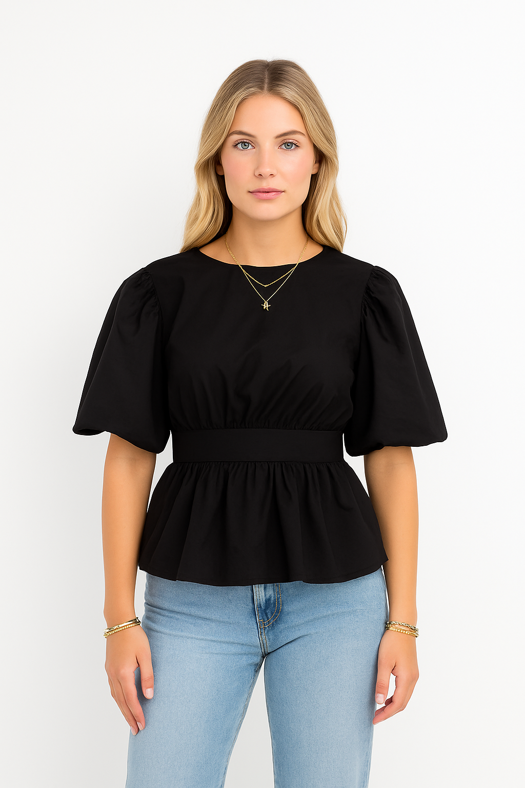 Fienna strik blouse zwart