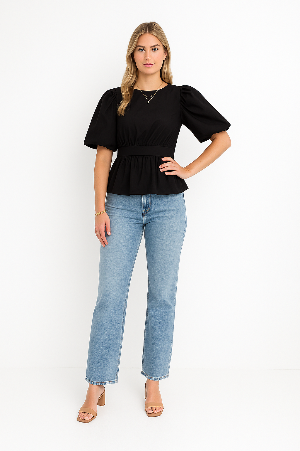 Fienna strik blouse zwart