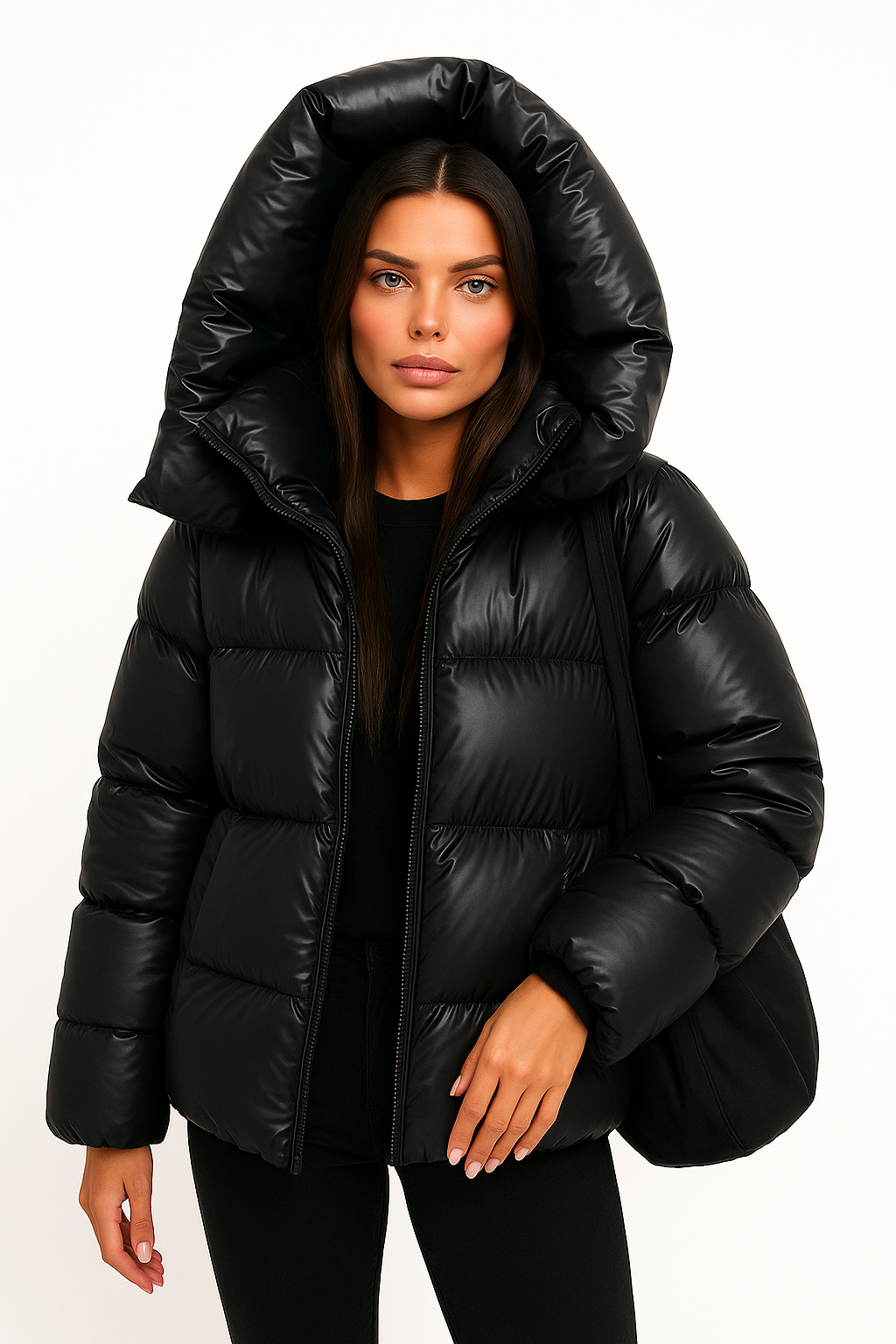 Pufferjas Gewatteerde Winterjas met Capuchon Waterafstotend Glanzend