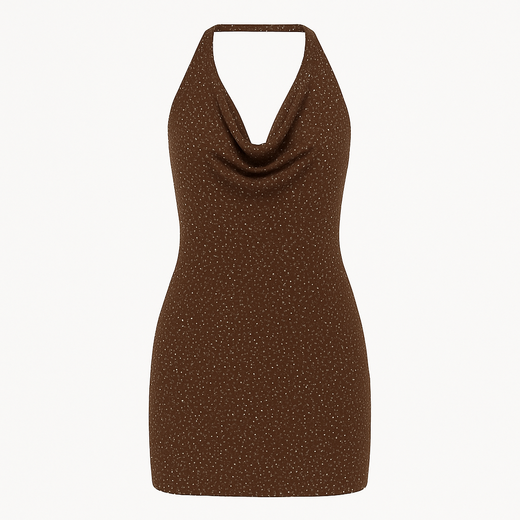 Julie Drape Mini Dress – Mocha Dots