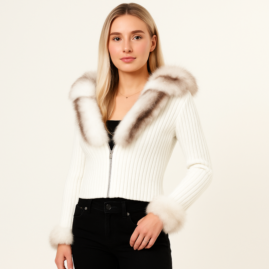 Ivory Fur Cardigan - Wit