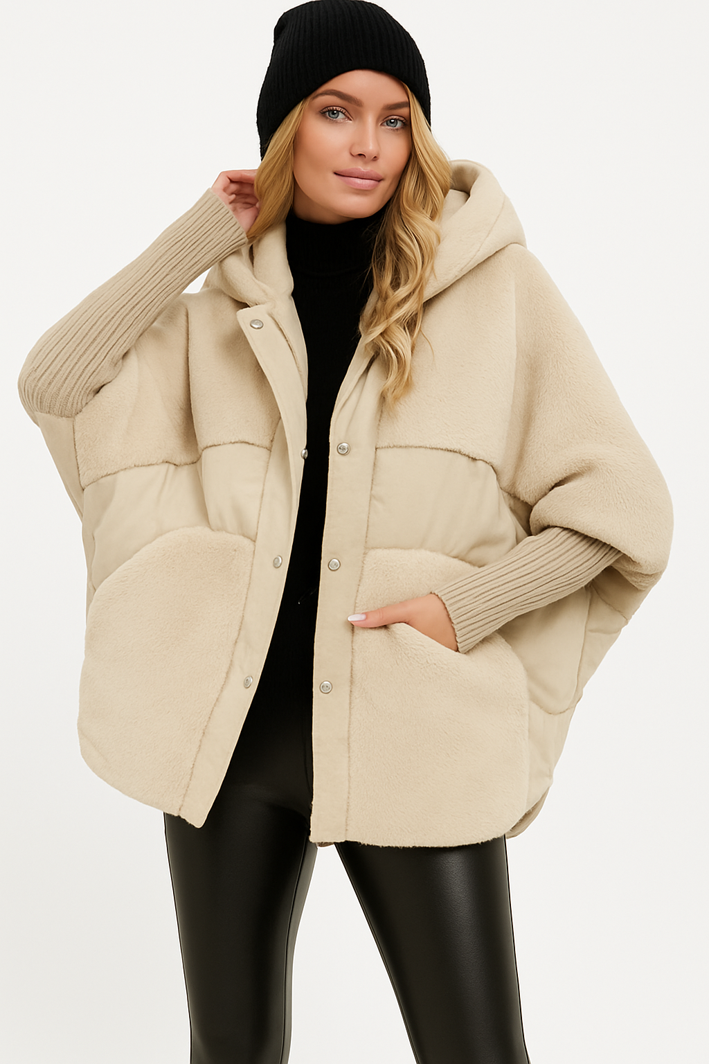 Oversized Puffer Jacket met Faux Fur Details