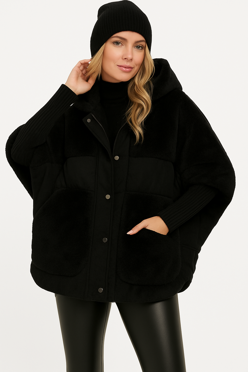 Oversized Puffer Jacket met Faux Fur Details