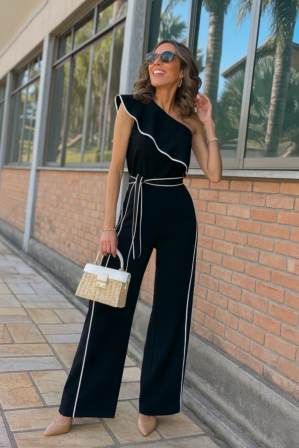 Élan One-Shoulder Jumpsuit