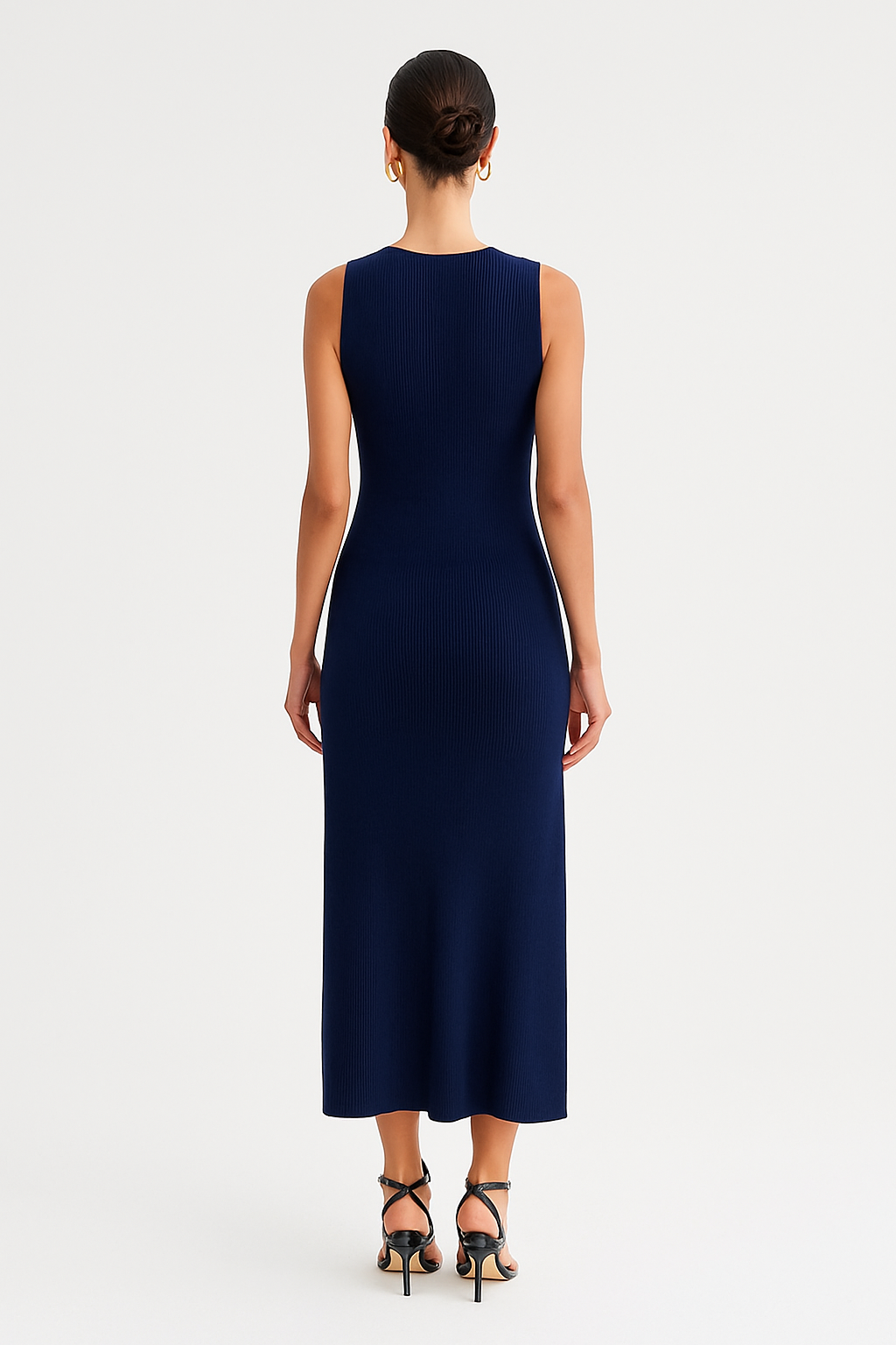Kara Gebreide Maxi Jurk met Knoopsluiting