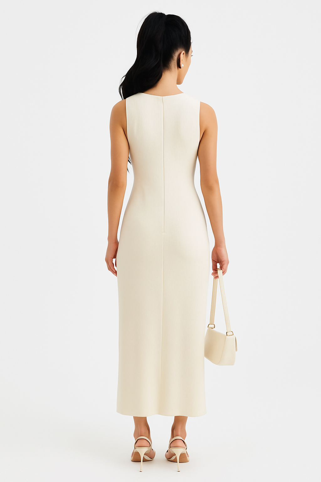 Kara Gebreide Maxi Jurk met Knoopsluiting