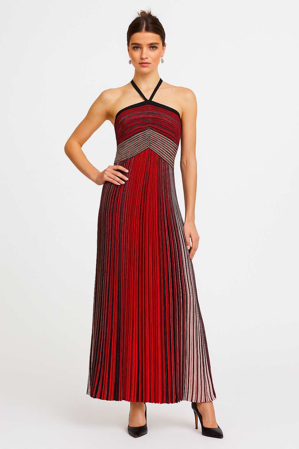 Liana Metallic Stripe Jurk