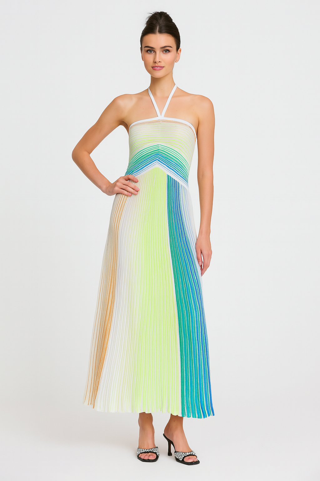 Liana Metallic Stripe Jurk