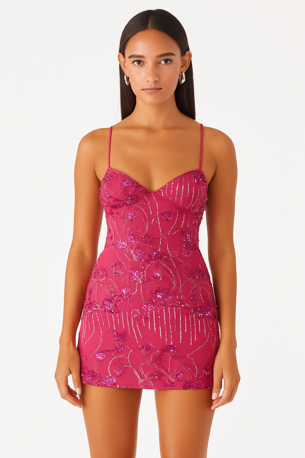 Sequin Cami Mini Dress - Magenta
