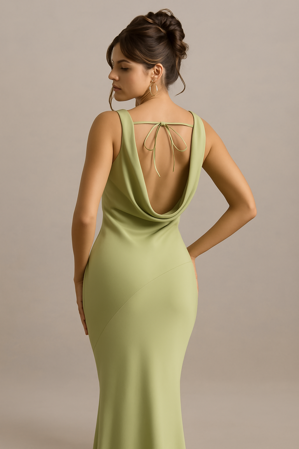 Hannah Satijnen Maxi-jurk met Watervalhals