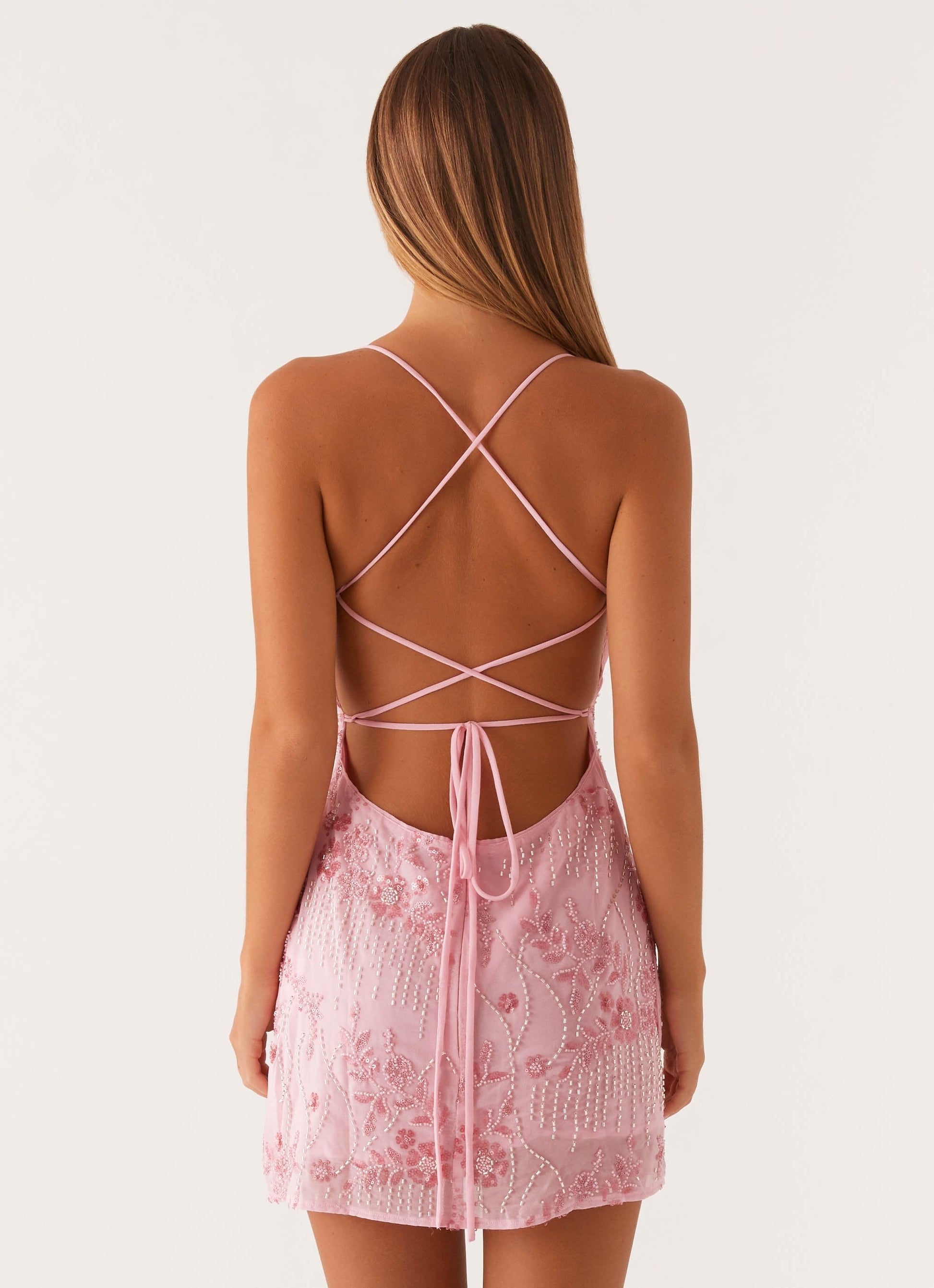 Sequin Cami Mini Dress - Roze