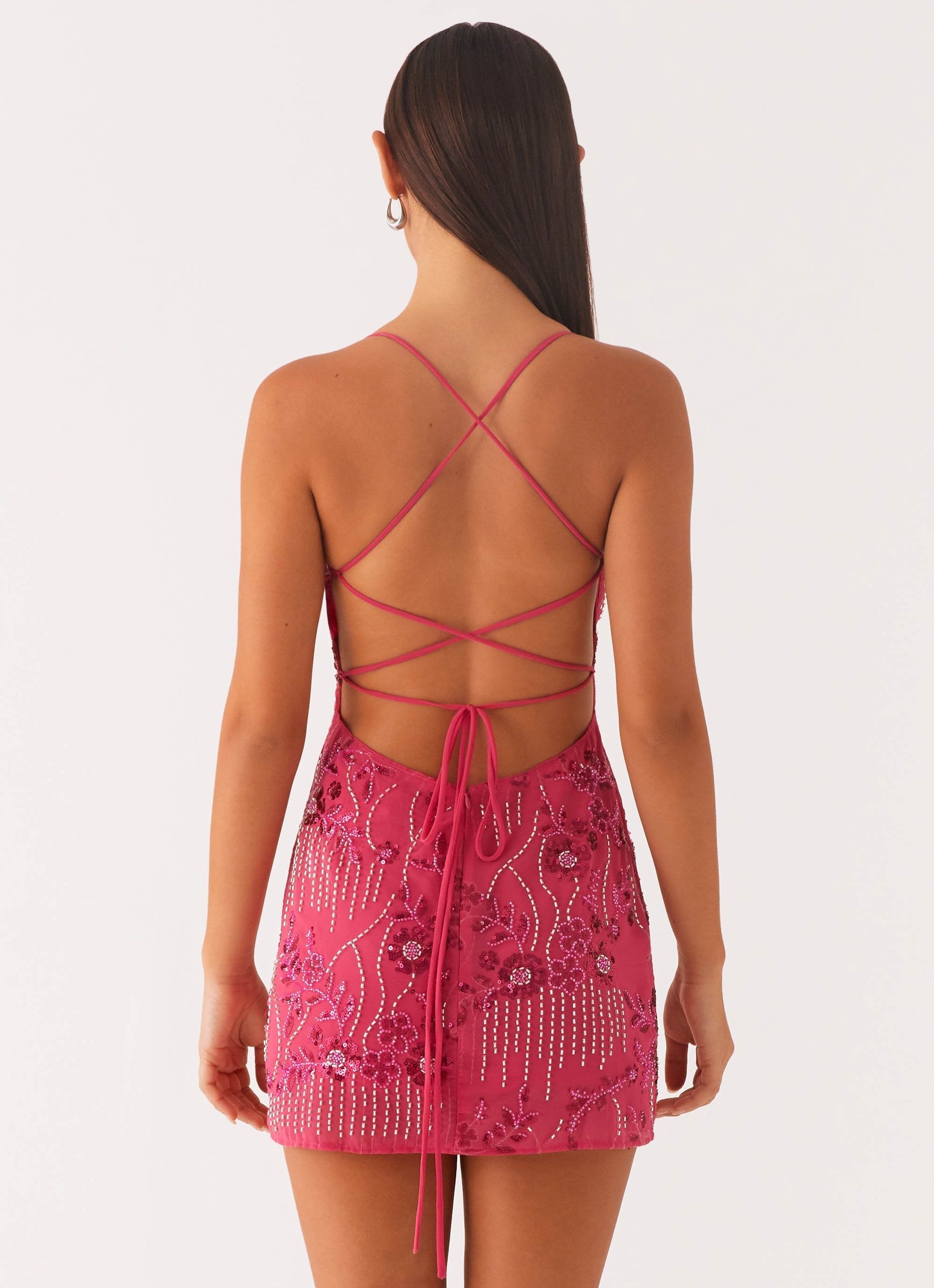 Sequin Cami Mini Dress - Magenta