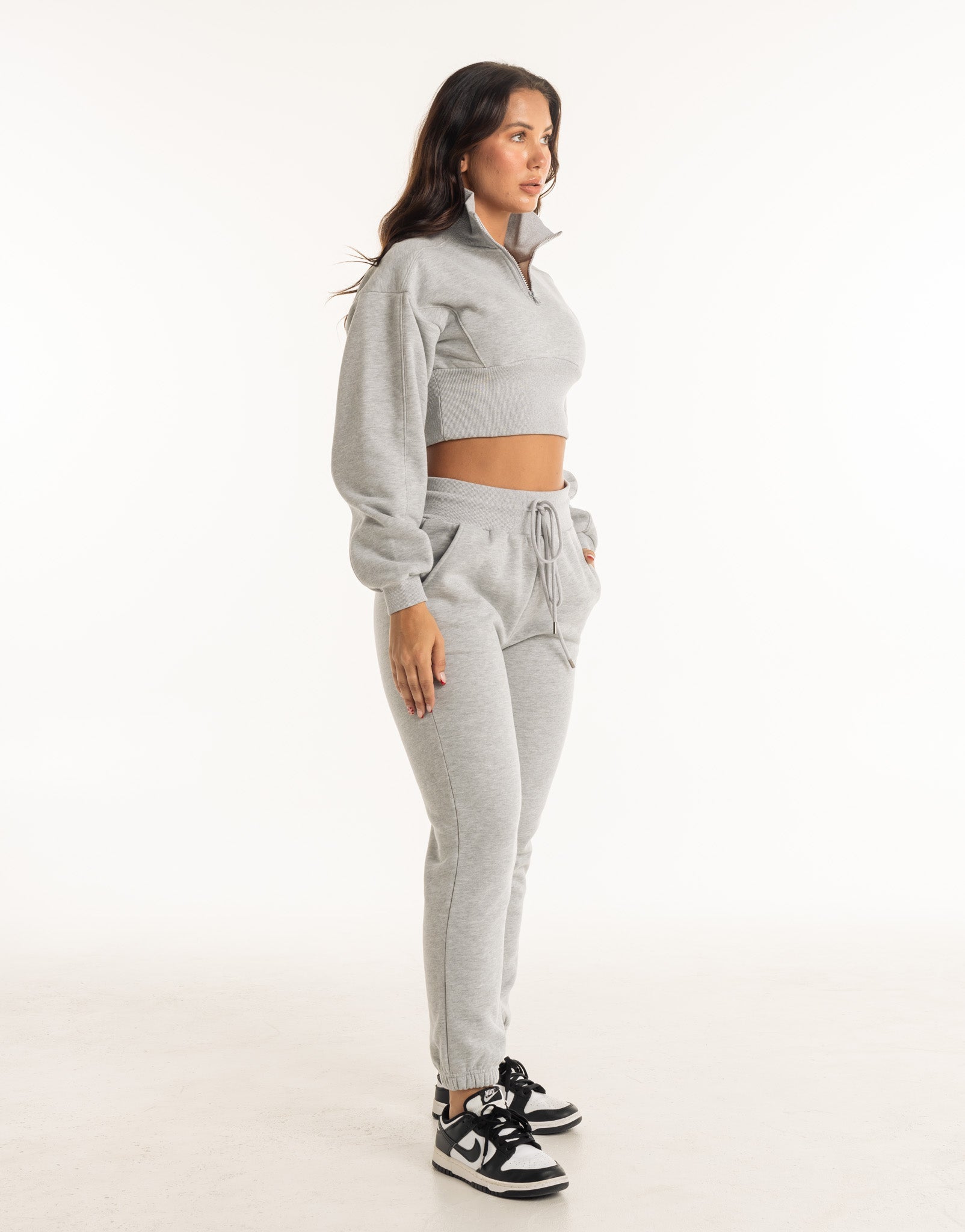 Cropped 1/4 Zip Sweater – Verhoogde Hals Fleece