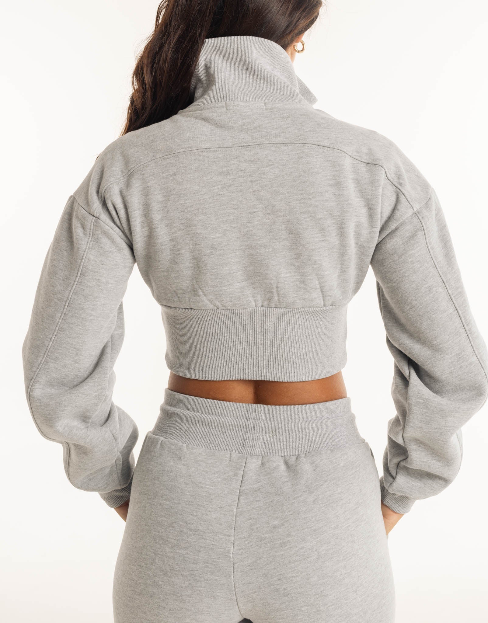Cropped 1/4 Zip Sweater – Verhoogde Hals Fleece