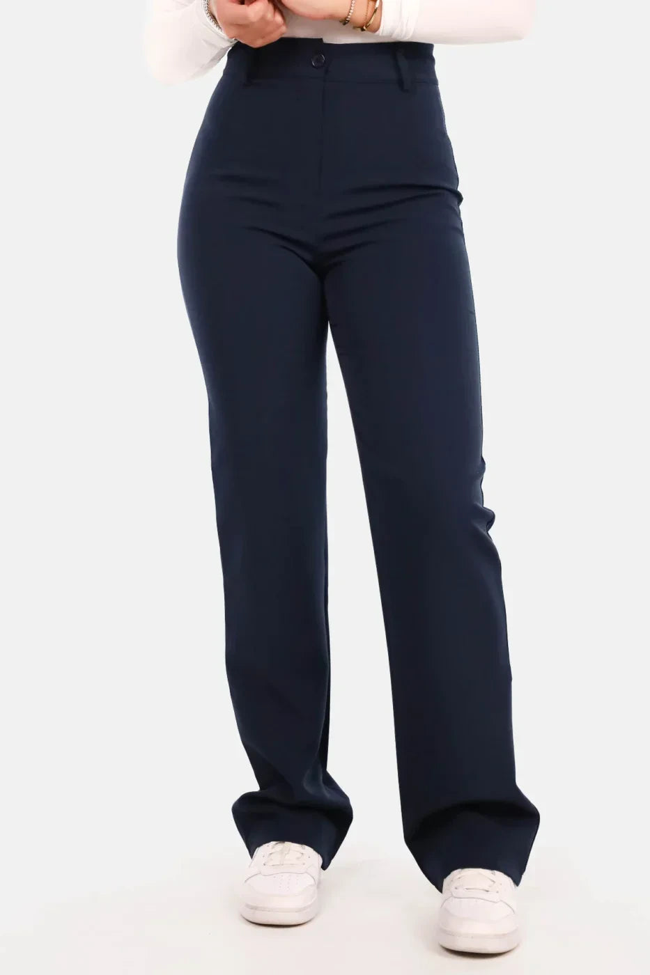 Pantalon basic straight donkerblauw